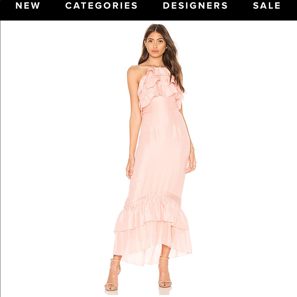 SUBOO designer linen peach mermaid dress -sz 0